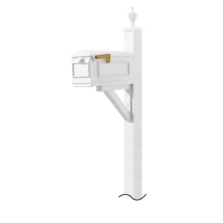 Qualarc Westhaven System w/Lewiston Mailbox (NO BASE) Pyramid Finial, (White) WPD-NB-S5-LMC-WHT